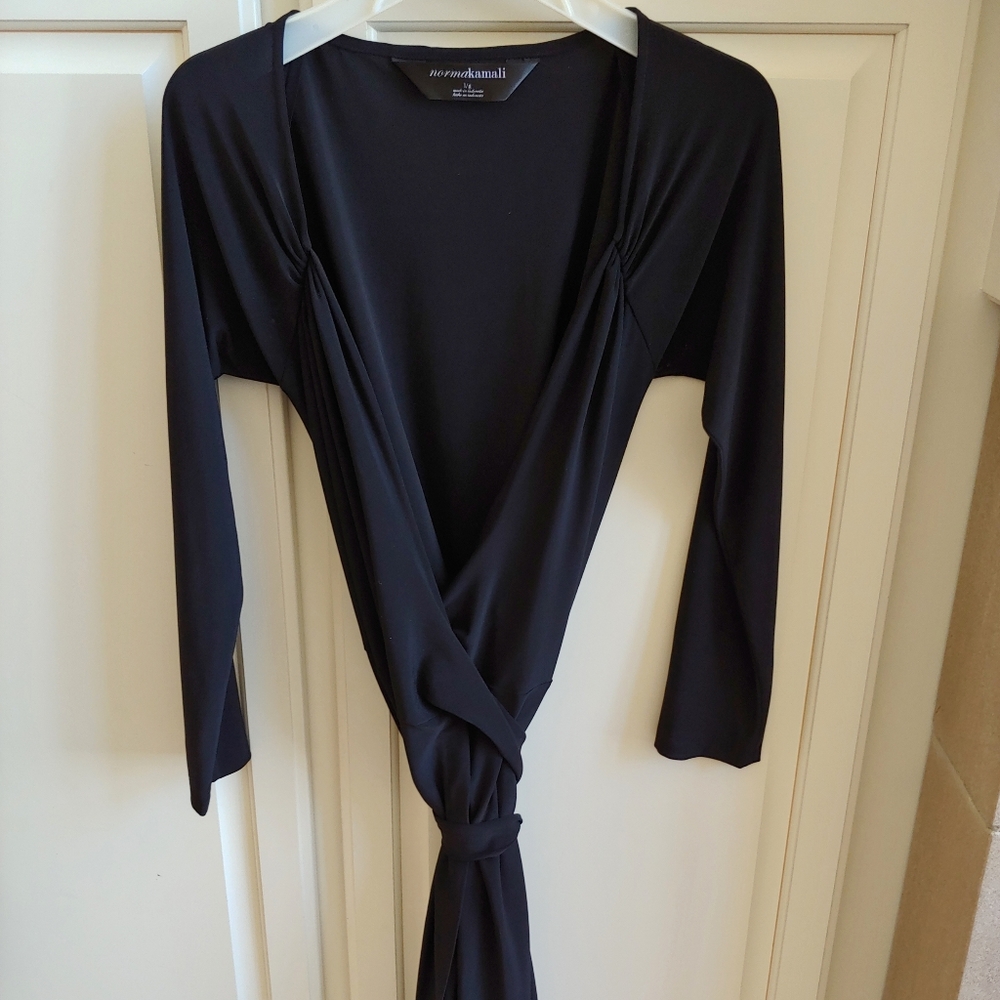 Black long sleeve wrap dress